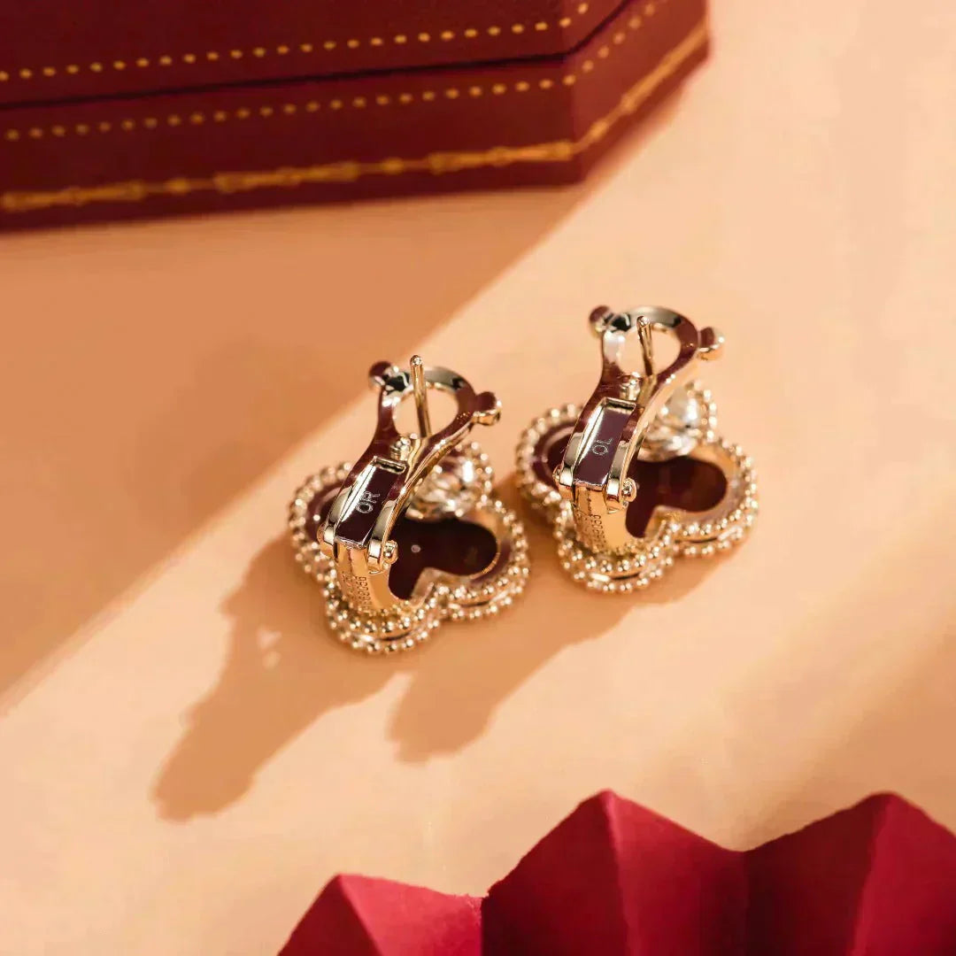 [Aurelle Style]CLOVER MEDIUM 1 MOTIFS CARNELIAN  EARRINGS