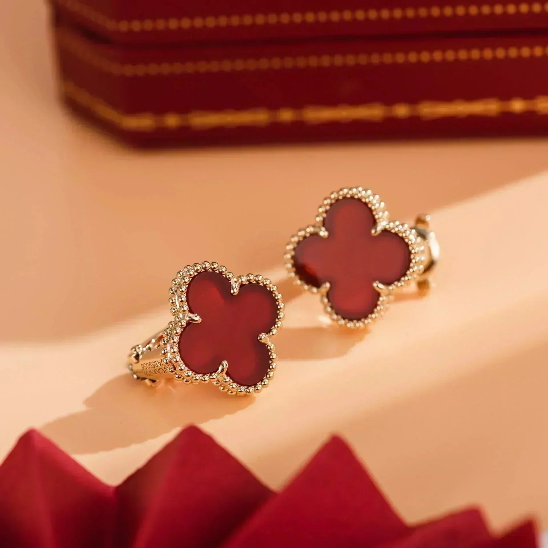 [Aurelle Style]CLOVER MEDIUM 1 MOTIFS CARNELIAN  EARRINGS