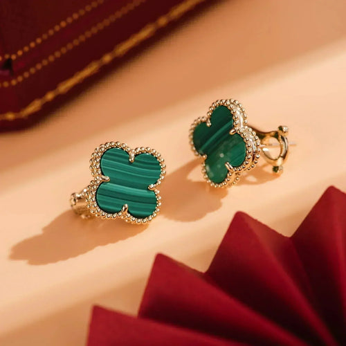 [TOP]CLOVER MEDIUM 1 MOTIFS MALACHITE  EARRINGS