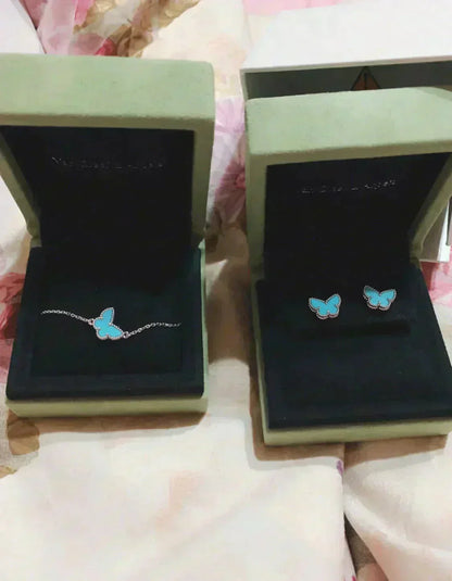 [Aurelle Style]BUTTERFLY TURQUOISE EARRINGS SILVER