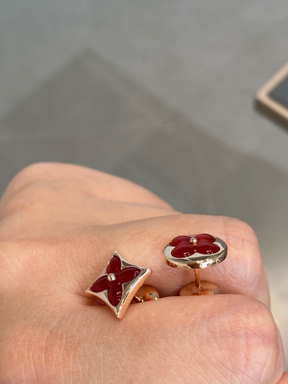 [Aurelle Style]STAR AND SUN PINK GOLD CARNELIAN STUD EARRINGS