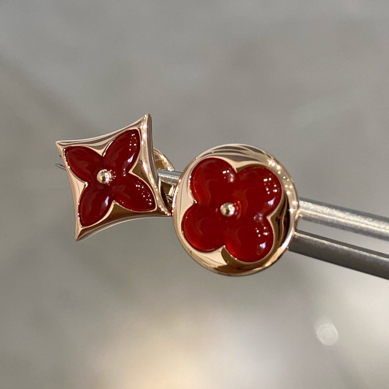 [Aurelle Style]STAR AND SUN PINK GOLD CARNELIAN STUD EARRINGS