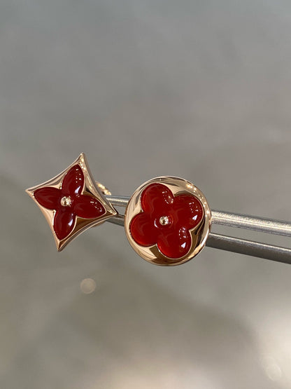 [Aurelle Style]STAR AND SUN PINK GOLD CARNELIAN STUD EARRINGS