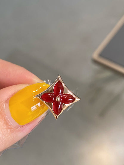 [Aurelle Style]STAR AND SUN PINK GOLD CARNELIAN STUD EARRINGS