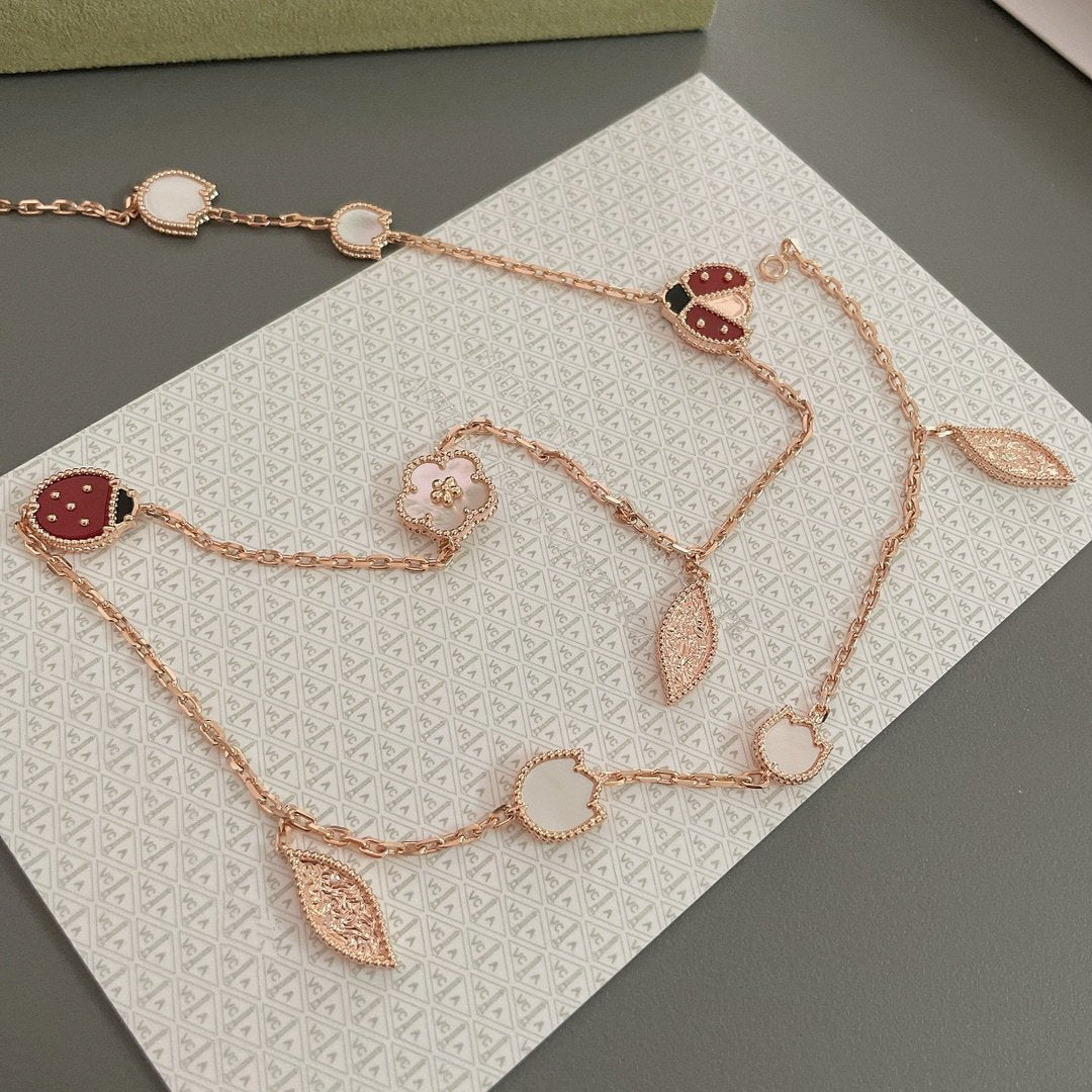 [Aurelle Style]LUCKY SPRING 15 MOTIFS ROSE GOLD NECKLACE