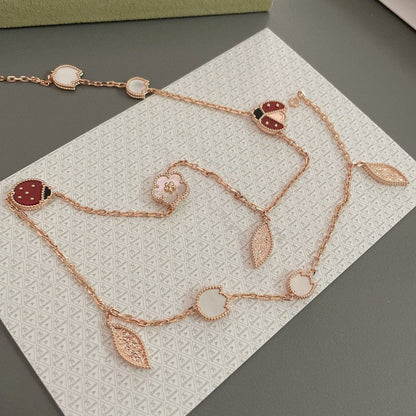 [Aurelle Style]LUCKY SPRING 15 MOTIFS ROSE GOLD NECKLACE