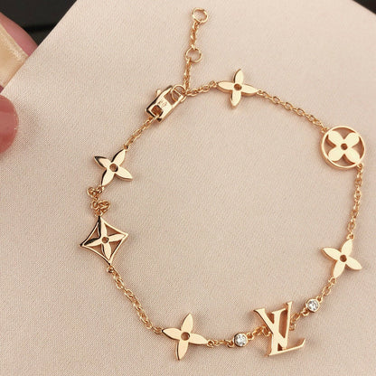 [Aurelle Style]STAR AND SUN 7 MOTIFS GOLD BRACELET
