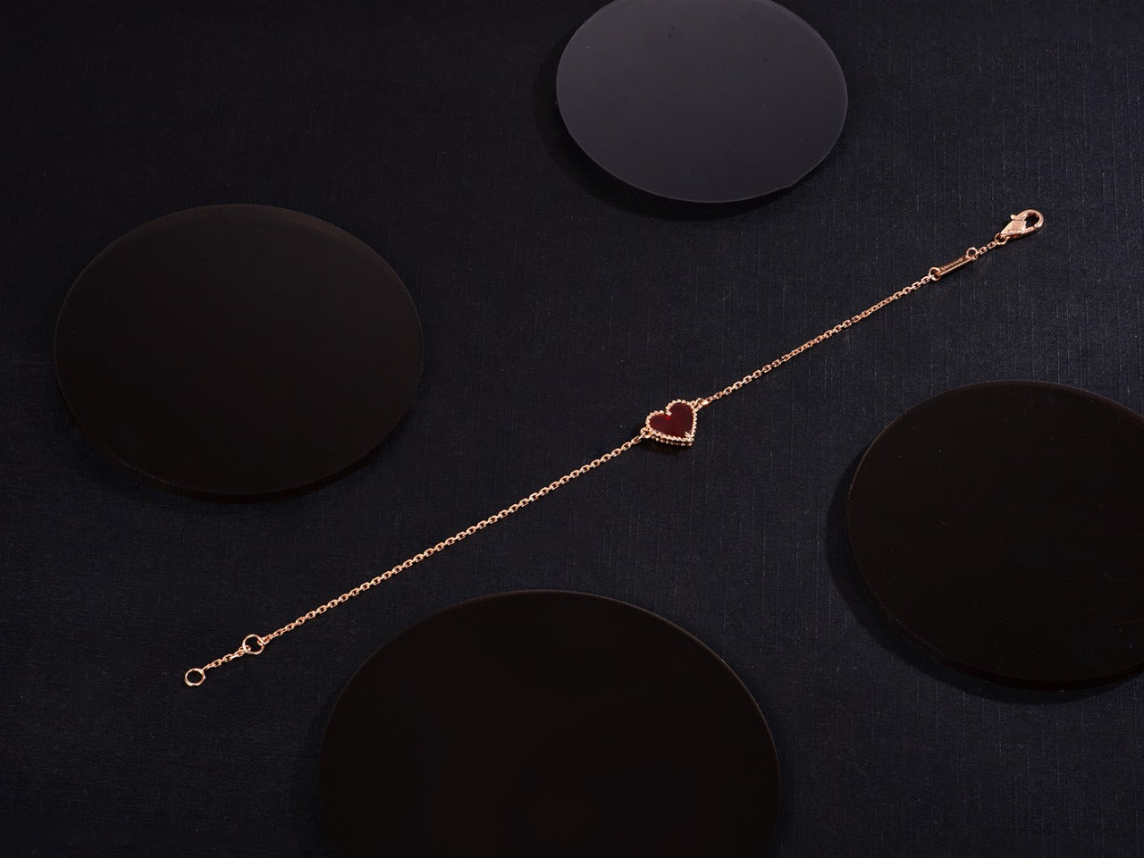 [Aurelle Style]HEART CARNELIAN PINK GOLD BRACELET