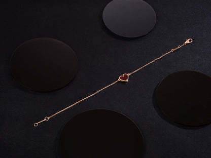 [Aurelle Style]HEART CARNELIAN PINK GOLD BRACELET