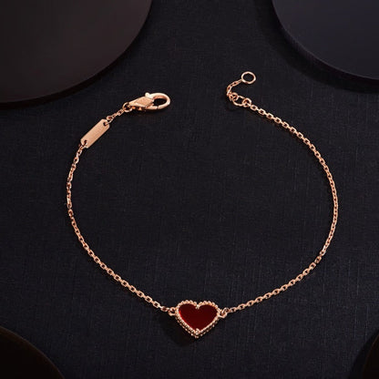 [Aurelle Style]HEART CARNELIAN PINK GOLD BRACELET