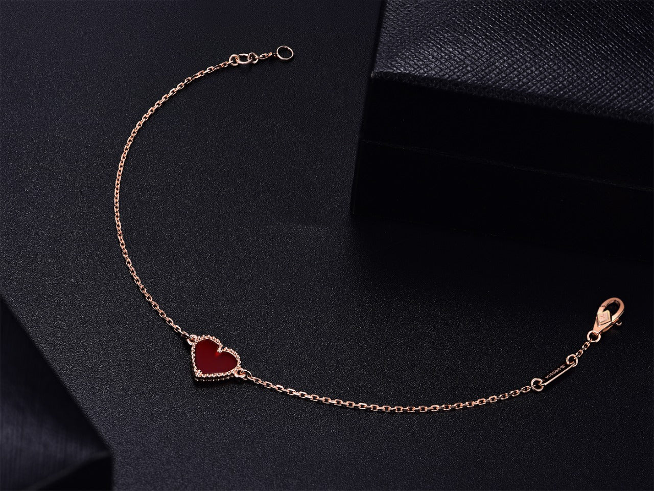 [Aurelle Style]HEART CARNELIAN PINK GOLD BRACELET