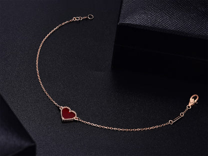 [Aurelle Style]HEART CARNELIAN PINK GOLD BRACELET