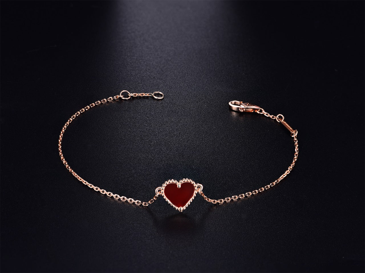 [Aurelle Style]HEART CARNELIAN PINK GOLD BRACELET