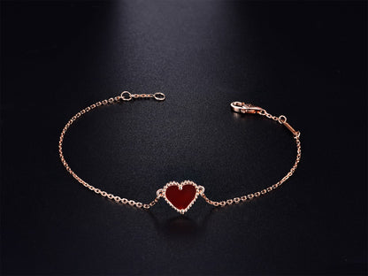 [Aurelle Style]HEART CARNELIAN PINK GOLD BRACELET
