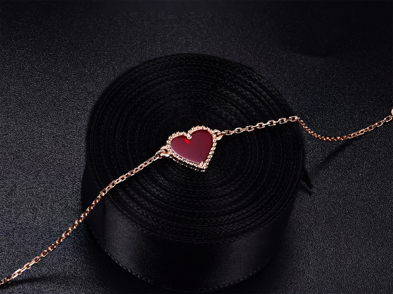 [Aurelle Style]HEART CARNELIAN PINK GOLD BRACELET