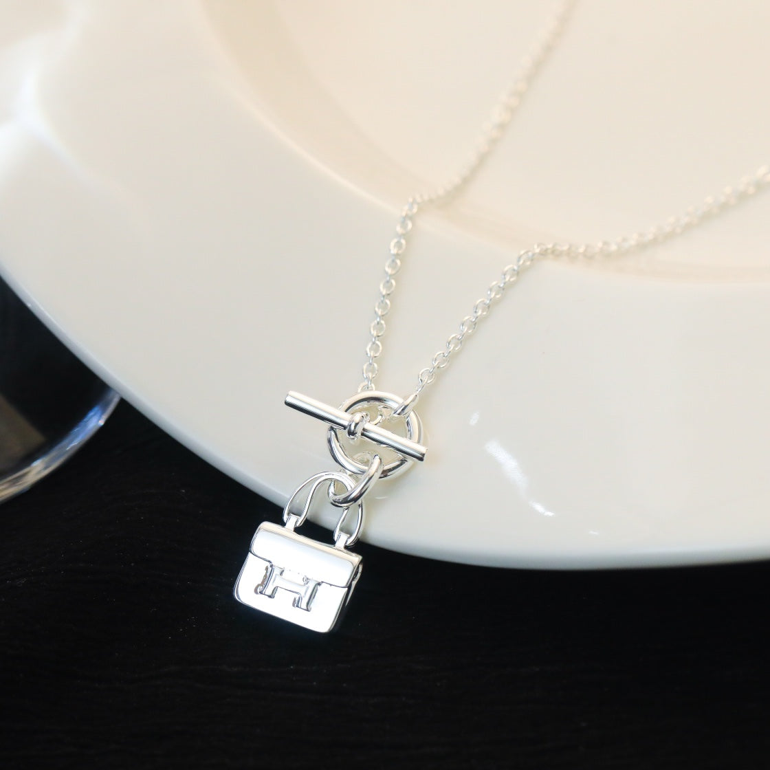 [Aurelle Style]POP H PEDANT SILVER NECKLACE