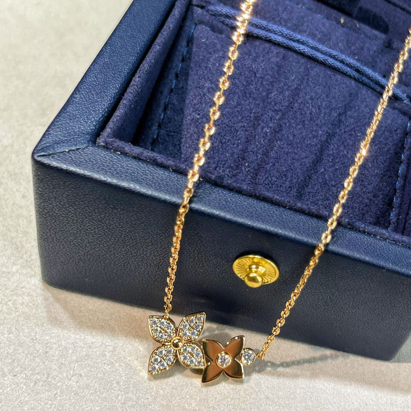 [Aurelle Style]STAR BLOSSOM NECKLACE PINK GOLD DIAMONDS