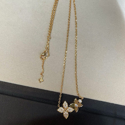 [Aurelle Style]STAR BLOSSOM NECKLACE PINK GOLD DIAMONDS