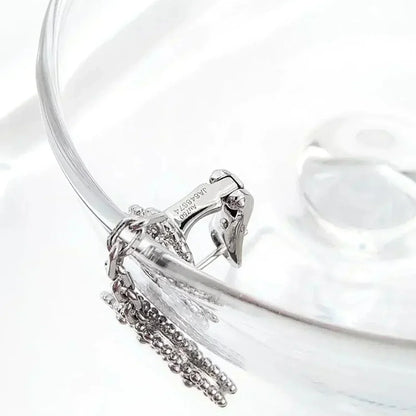 [Aurelle Style]CLOVER 2 MOTIFS  DIAMOND ONYX EARRINGS SILVER