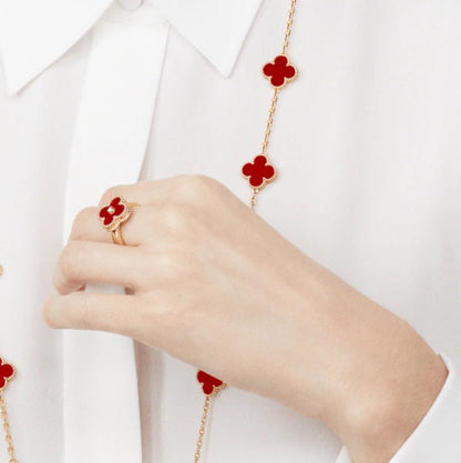 [Aurelle Style]CLOVER CARNELIAN RING ROSE GOLD DIAMOND