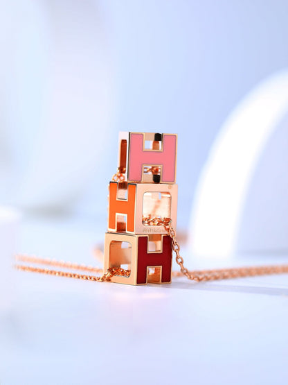 [Aurelle Style]H CAGE PINK GOLD NECKLACE