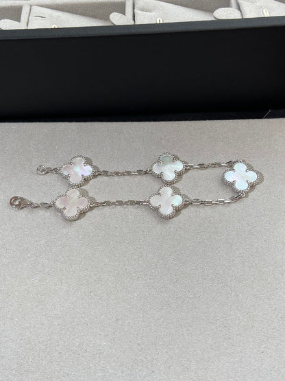 [TOP]CLOVER WHITE PEARL MOP 5 MOTIF BRACELET COLLECTION