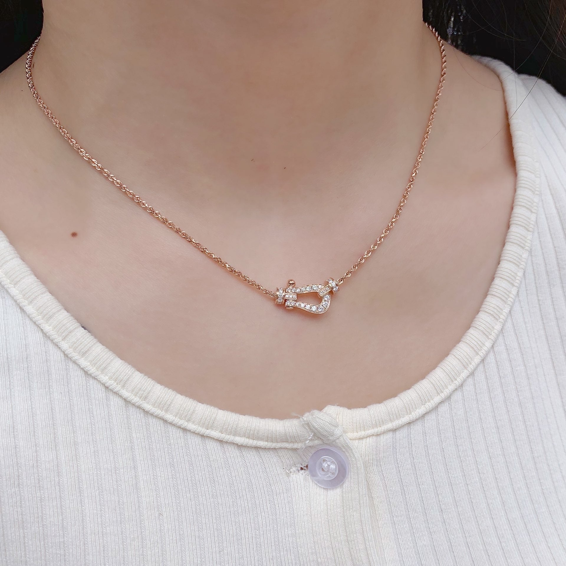[Aurelle Style]FORCE 10 PINK GOLD DIAMOND NECKLACE