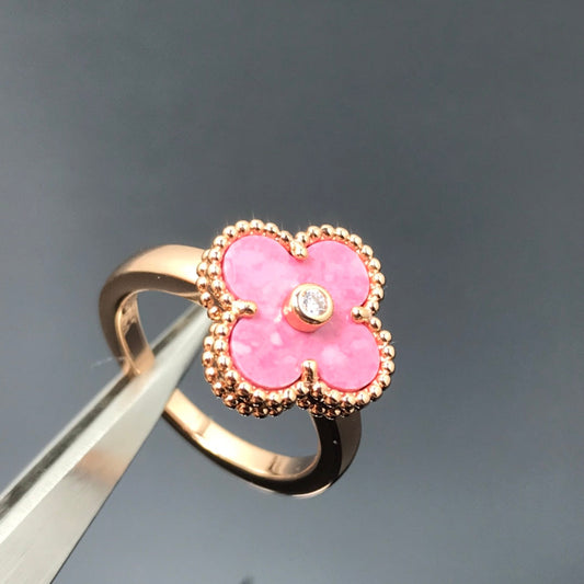 [Aurelle Style]CLOVER RHODONITE ROSE GOLD RING
