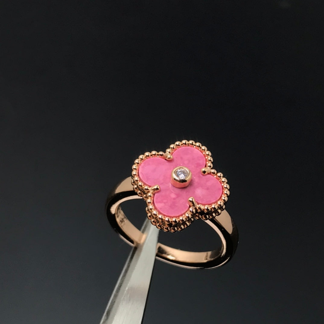 [Aurelle Style]CLOVER RHODONITE ROSE GOLD RING