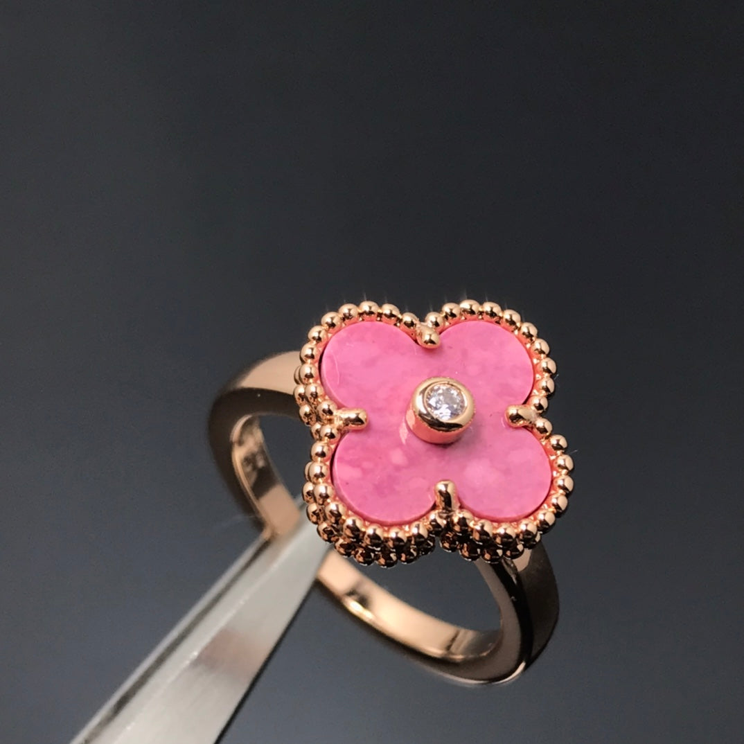[Aurelle Style]CLOVER RHODONITE ROSE GOLD RING
