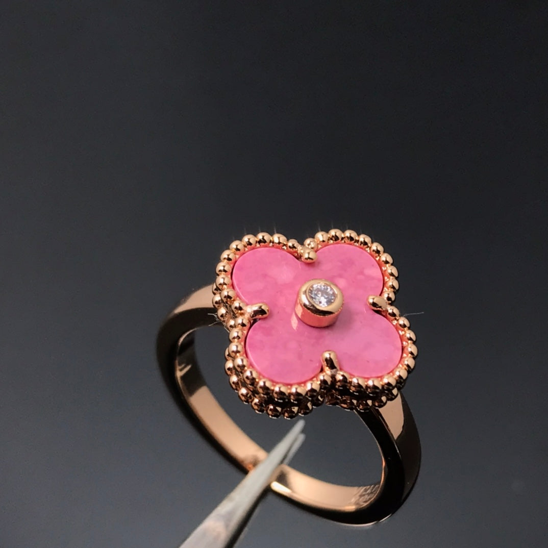 [Aurelle Style]CLOVER RHODONITE ROSE GOLD RING