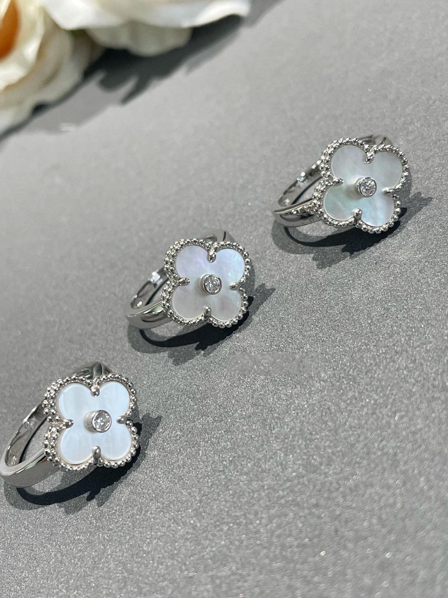 [Aurelle Style]CLOVER SILVER MOP DIAMOND RING