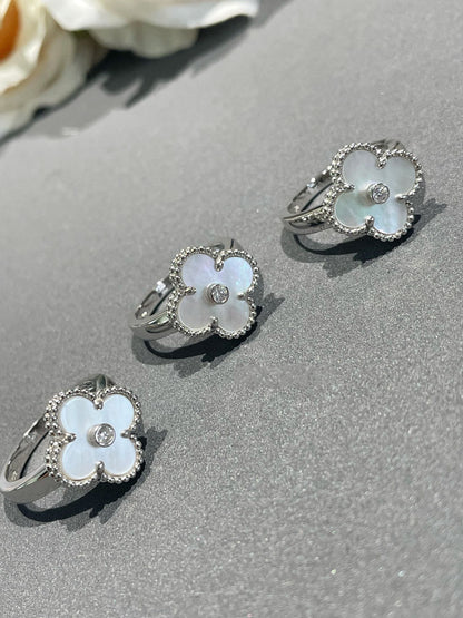 [Aurelle Style]CLOVER SILVER MOP DIAMOND RING