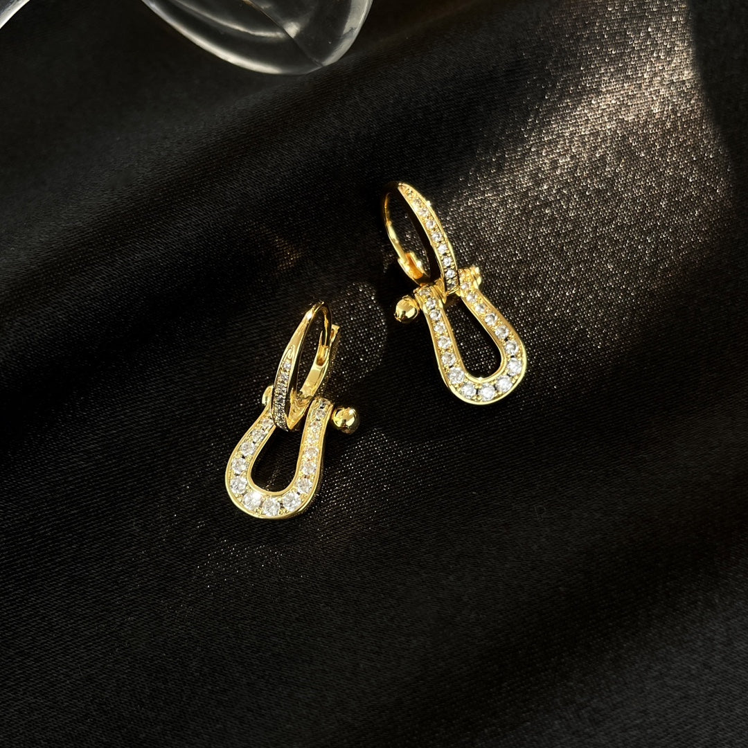 [Aurelle Style]FORCE 10 FULL DIAMOND DROP EARRINGS MEDIUM MODEL