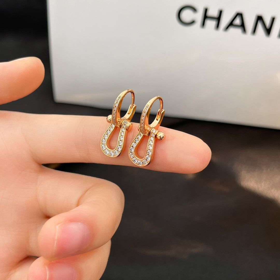 [Aurelle Style]FORCE 10 FULL DIAMOND DROP EARRINGS MEDIUM MODEL