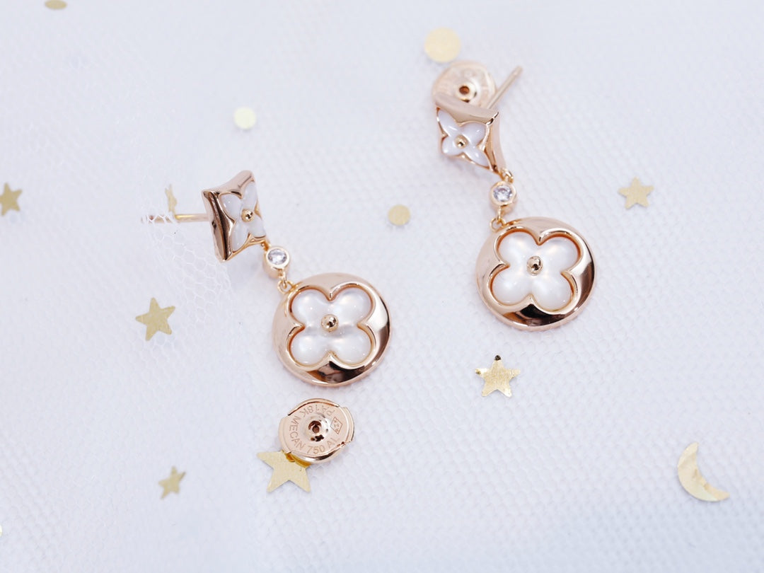 [Aurelle Style]STAR AND SUN PINK GOLD MOP DROP EARRINGS