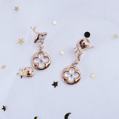 [Aurelle Style]STAR AND SUN PINK GOLD MOP DROP EARRINGS