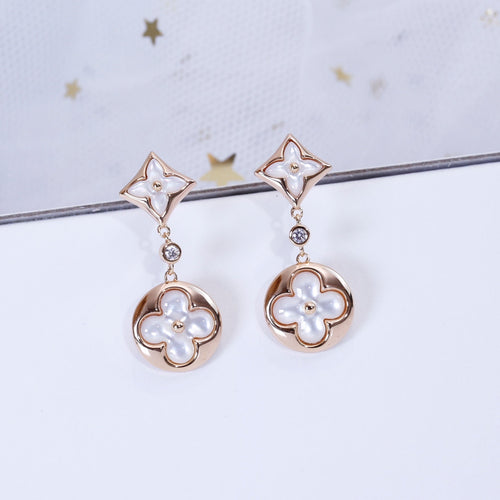 [Aurelle Style]STAR AND SUN PINK GOLD MOP DROP EARRINGS