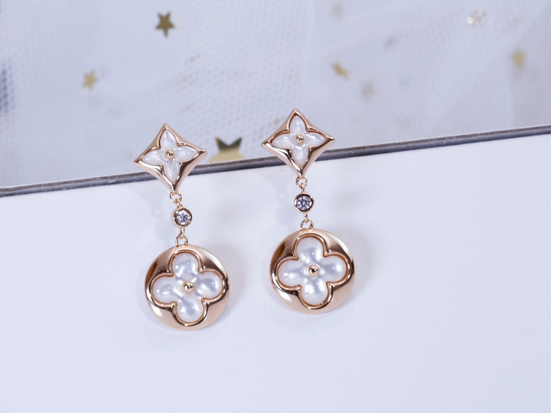 [Aurelle Style]STAR AND SUN PINK GOLD MOP DROP EARRINGS