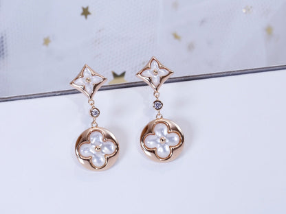 [Aurelle Style]STAR AND SUN PINK GOLD MOP DROP EARRINGS