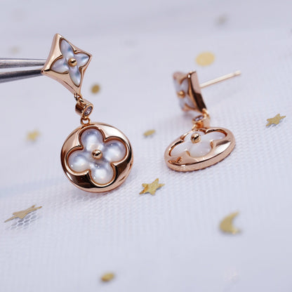 [Aurelle Style]STAR AND SUN PINK GOLD MOP DROP EARRINGS