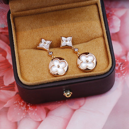 [Aurelle Style]STAR AND SUN PINK GOLD MOP DROP EARRINGS