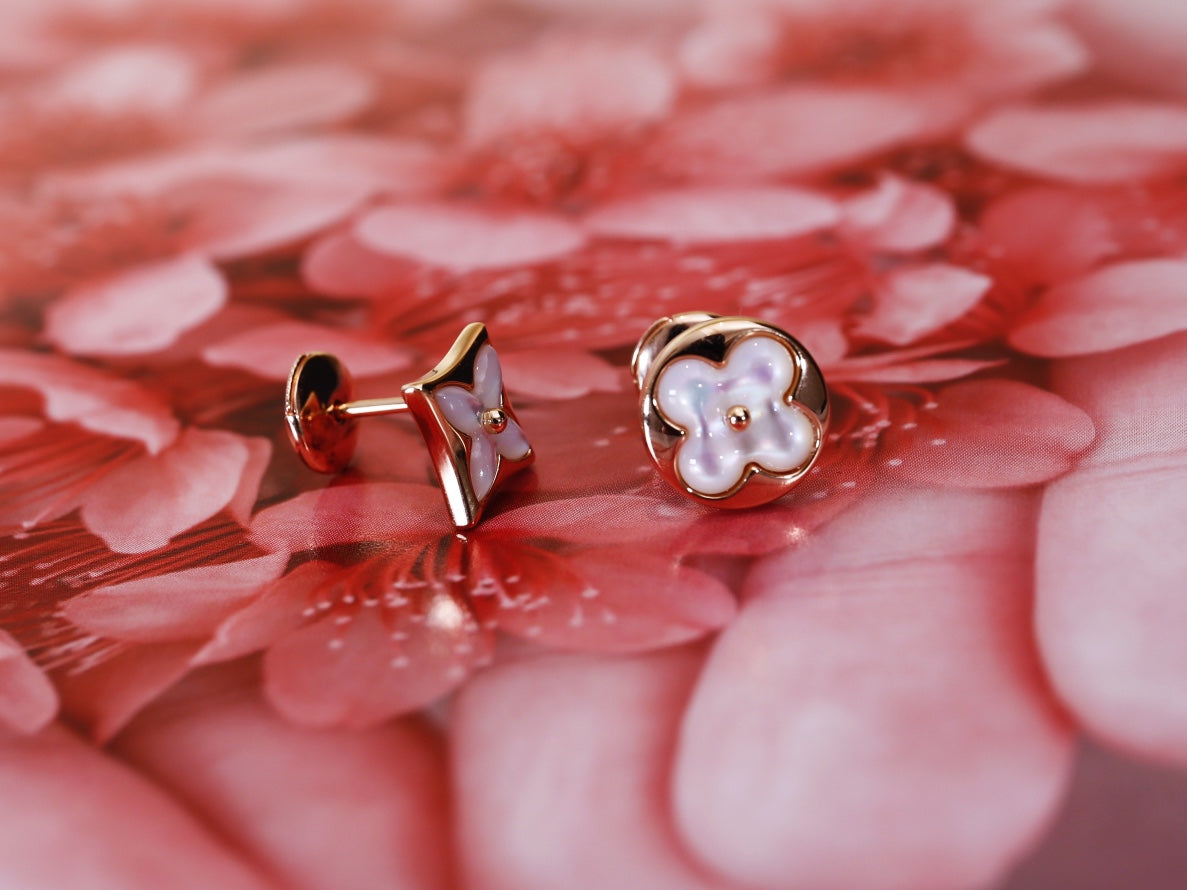 [Aurelle Style]STAR AND SUN PINK GOLD MOP STUD EARRINGS