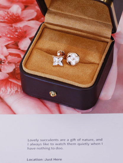 [Aurelle Style]STAR AND SUN PINK GOLD MOP STUD EARRINGS