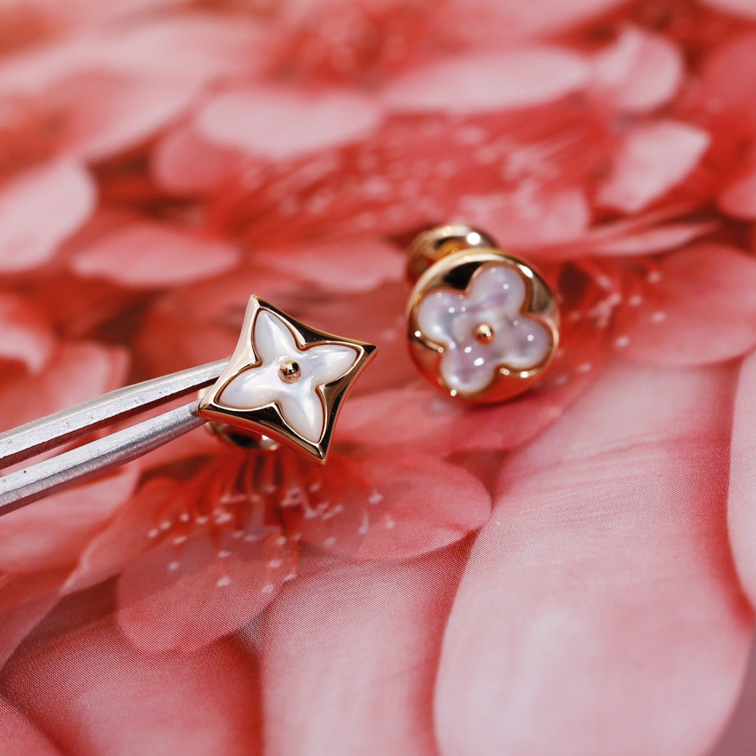 [Aurelle Style]STAR AND SUN PINK GOLD MOP STUD EARRINGS