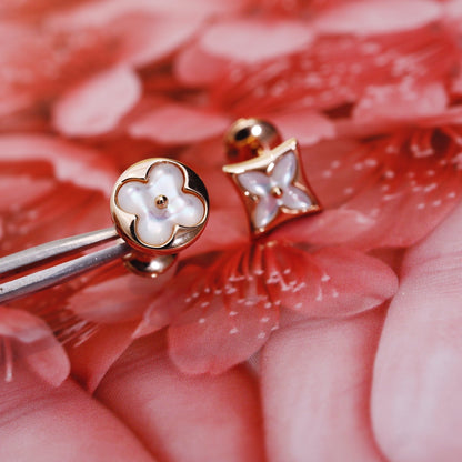 [Aurelle Style]STAR AND SUN PINK GOLD MOP STUD EARRINGS