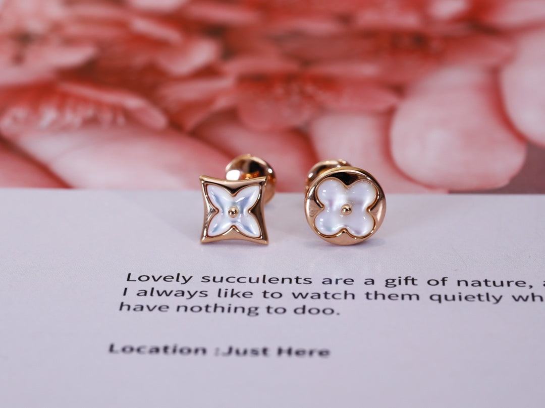 [Aurelle Style]STAR AND SUN PINK GOLD MOP STUD EARRINGS