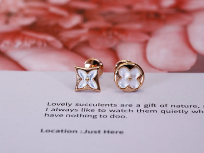 [Aurelle Style]STAR AND SUN PINK GOLD MOP STUD EARRINGS