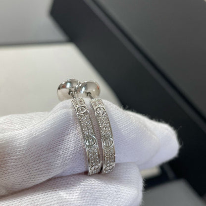 [Aurelle Style]LOVE DIAMOND SILVER HOOP EARRINGS