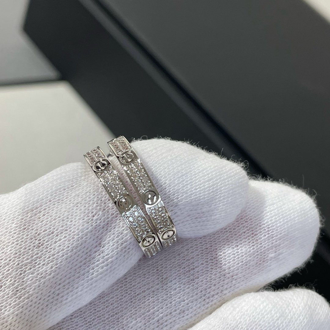 [Aurelle Style]LOVE DIAMOND SILVER HOOP EARRINGS